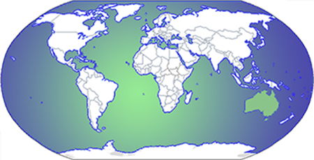 Australia highlighted on a map of the world